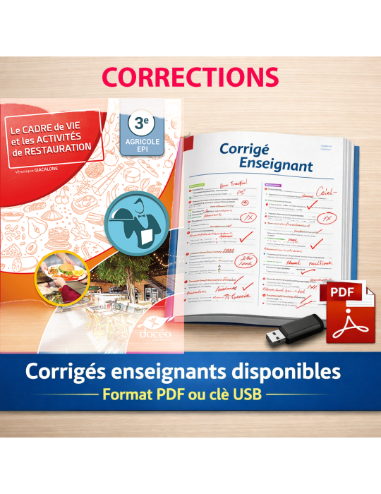 corrigés 3e agricole Le cadre de Vie et les Activités de Restauration